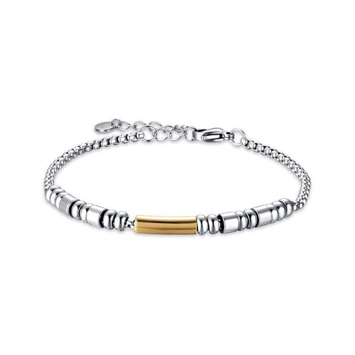 Steel bracelet with ip gold element