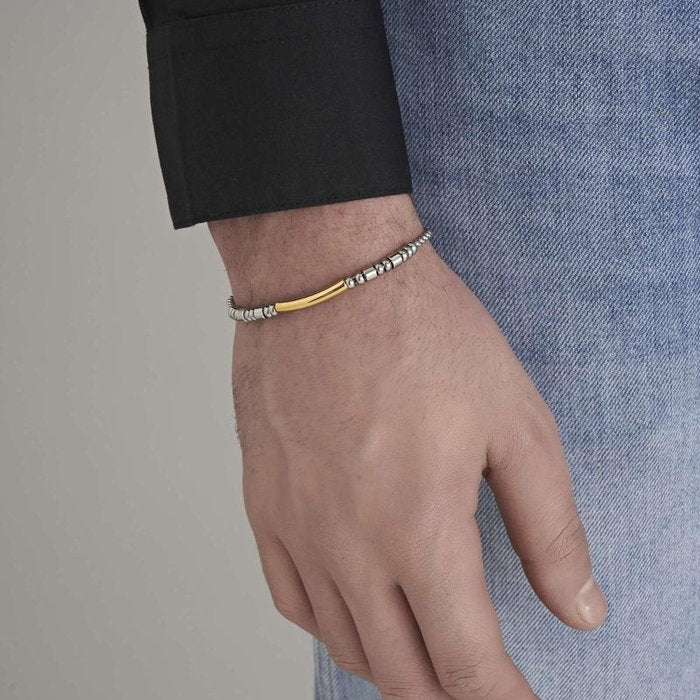 Steel bracelet with ip gold element