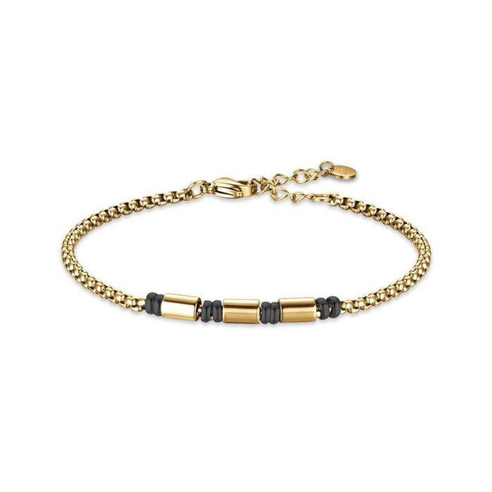 IP gold steel bracelet with IP black elements