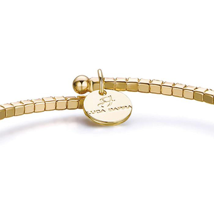 Bracciale In Metallo Con Pietre E Perle Bianche Ip Oro