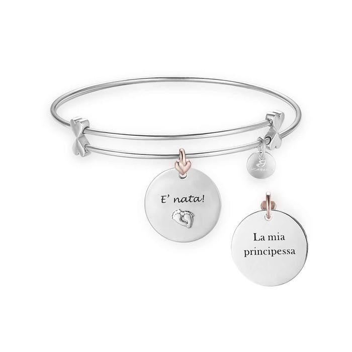 Bracciale In Acciaio Con Scritta E' Nata E La Mia Principessa