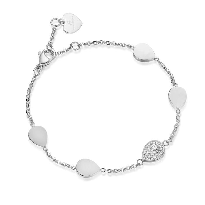 Bracciale In Acciaio Con Resina E Cristalli Bianchi