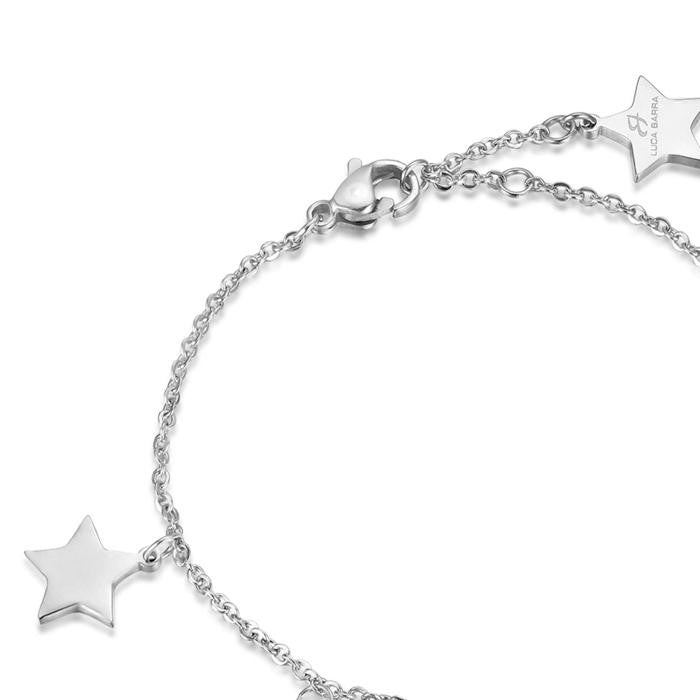 Bracciale In Acciaio Con Stelle E Perle Bianche