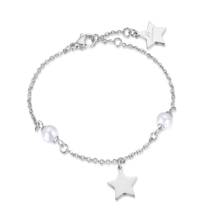 Bracciale In Acciaio Con Stella E Perle Bianche