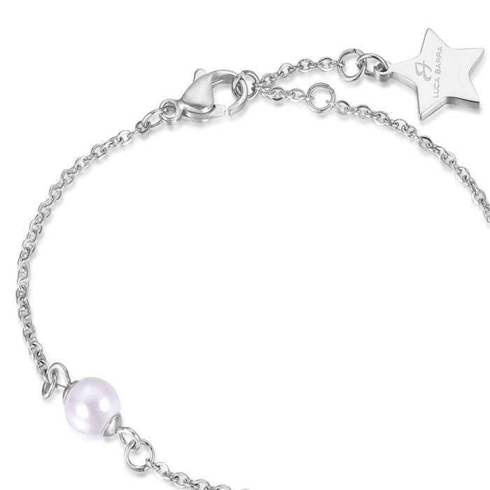 Bracciale In Acciaio Con Stella E Perle Bianche