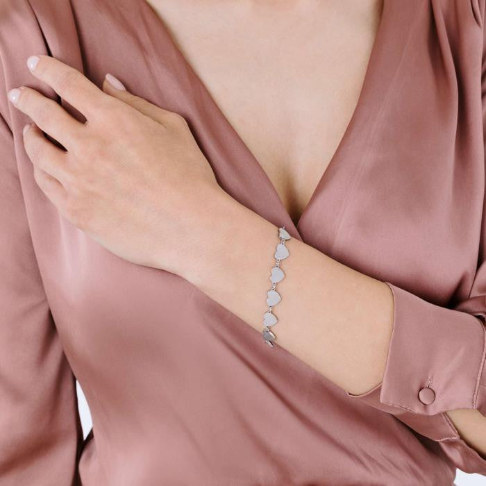 Bracciale In Acciaio Con Cuori