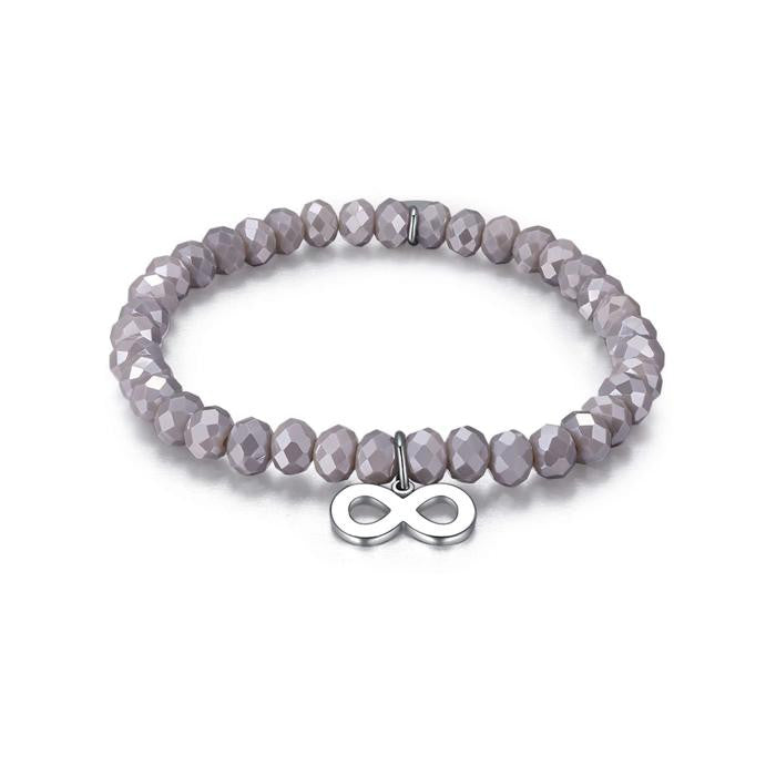 Bracelet avec cristaux gris et infini
