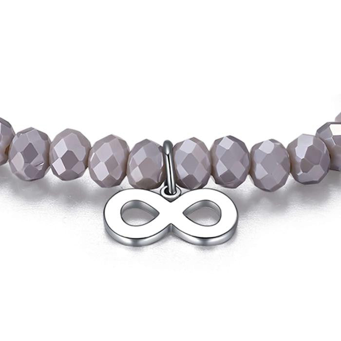 Bracelet avec cristaux gris et infini