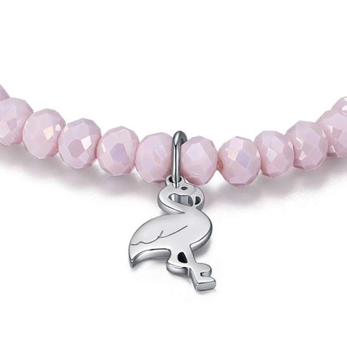 Bracciale Con Cristalli  Rosa E Fenicottero
