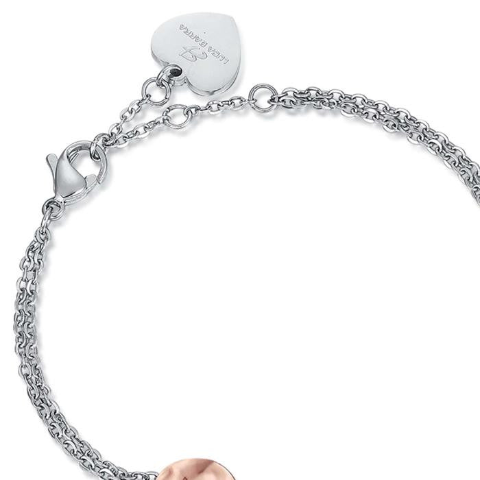 Bracciale In Acciaio Con Elementi In Acciaio Ip Rose Effetto Martellato