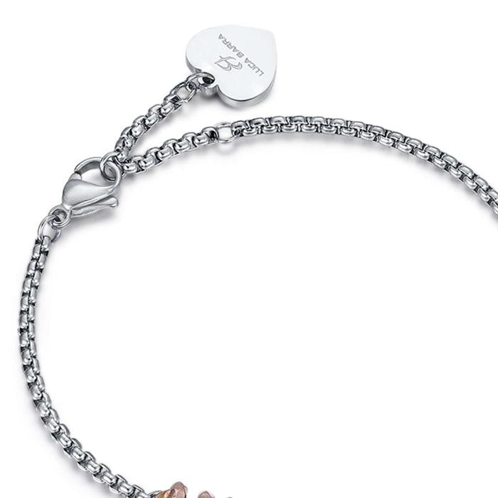 Bracelet en acier avec éléments IP Key Rose et cristaux blancs