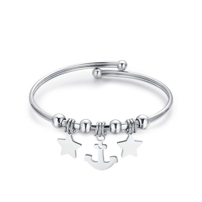 Bracciale In Acciaio Con Stelle Ed Ancora
