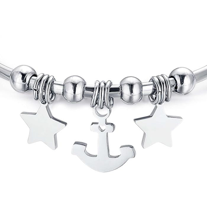 Bracciale In Acciaio Con Stelle Ed Ancora