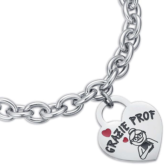 Bracciale In Acciaio Con Cuore Grazie Prof