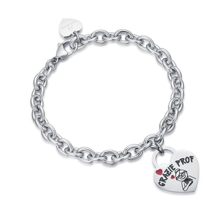 Bracciale In Acciaio Con Cuore Grazie Prof