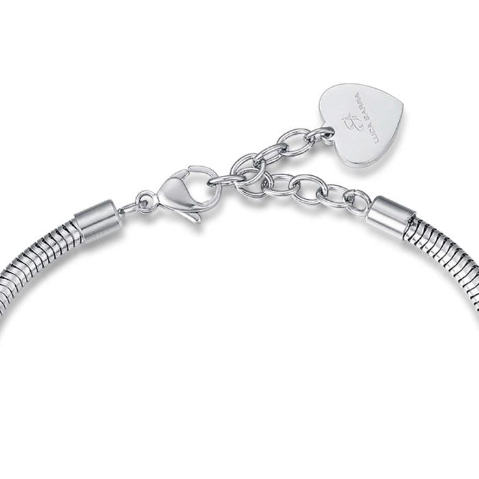 Bracciale In Acciaio Con Albero Della Vita Ip Rose E Cristalli Bianchi E Stelle