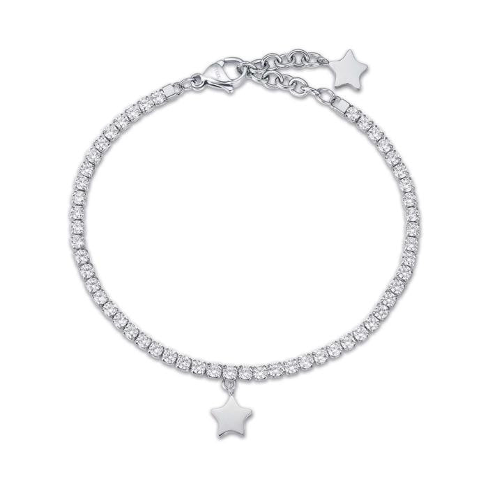 Bracciale In Acciaio Con Stella E Cristalli Bianchi