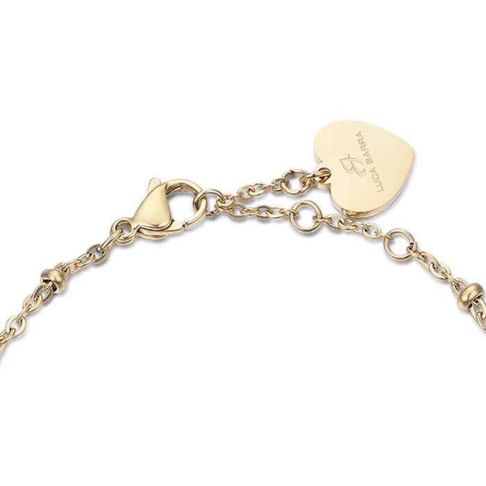 Bracciale In Acciaio Ip Gold Con Quadrifogli Con Cristalli Bianchi