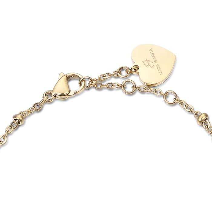 Bracciale In Acciaio Ip Gold Con Stelle Con Cristalli Bianchi