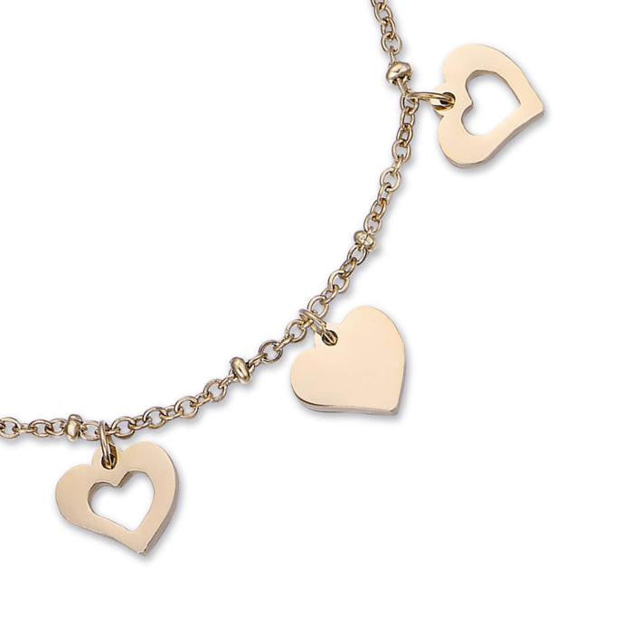 Ip Gold Steel Bracelet With Hearts