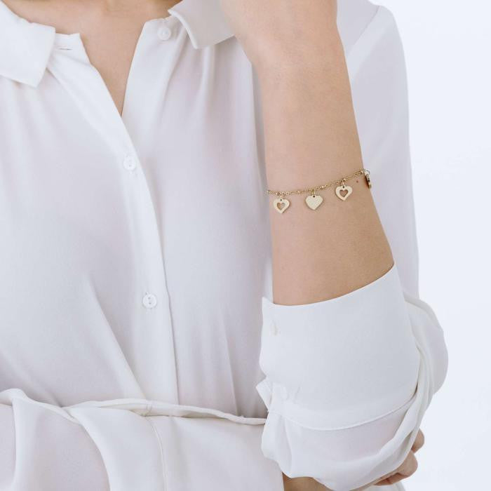 Ip Gold Steel Bracelet With Hearts