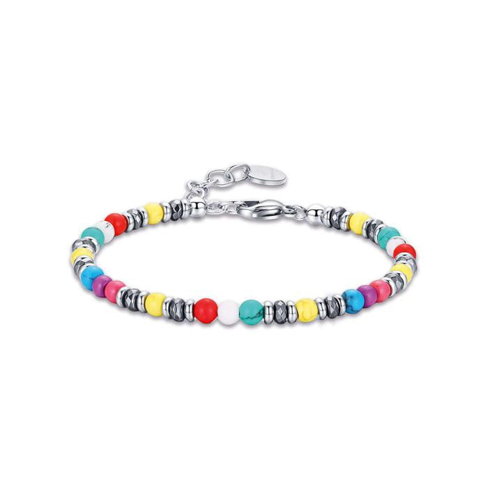 Bracciale In Acciaio Con Pietre Multicolor