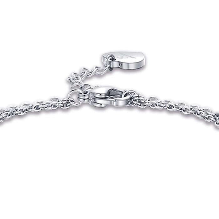 Bracciale In Acciaio Con Stelle E Cristalli Bianchi