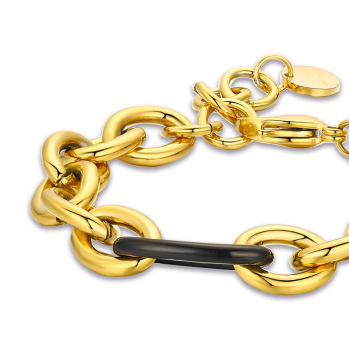 Bracciale In Acciaio Ip Gold E Acciaio Ip Nero