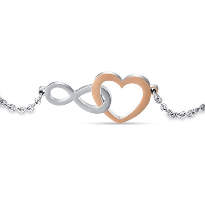 Bracelet en acier avec coeurs et infini