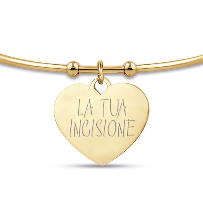 IP gold steel bracelet with heart