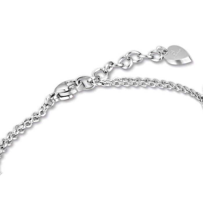 Steel bracelet with white crystals