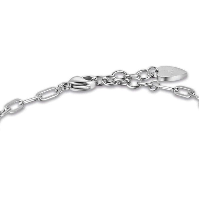 Steel bracelet with infinity and white crystals