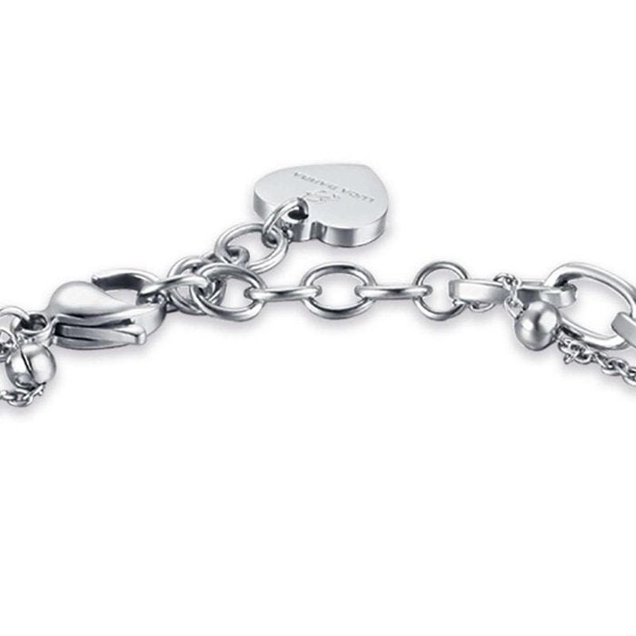 Bracelet en acier avec trèfle à quatre feuilles et perles