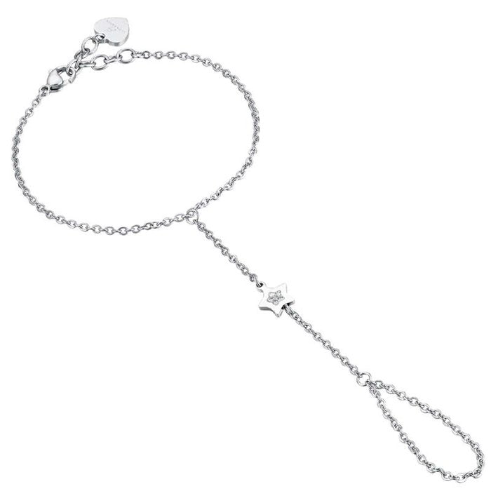 Main en acier avec étoile et cristaux blancs