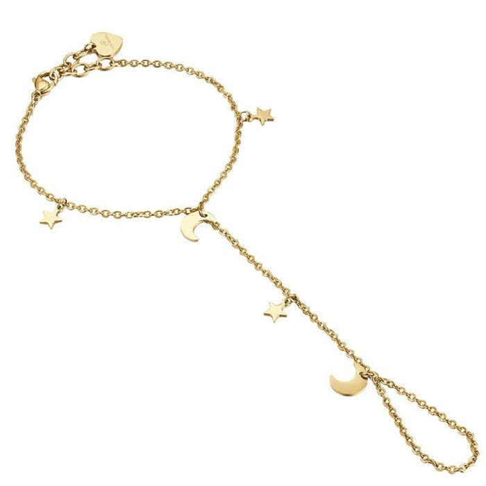 Kissing hand in ip gold steel with stars and moons