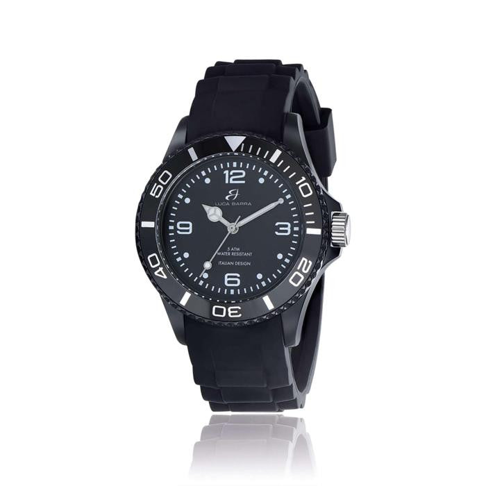 Black Silicone Watch Black Dial Black Bezel