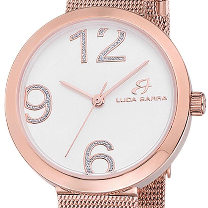 Orologio con cassa in acciaio ip rose quandrante silver e maglia ip rose