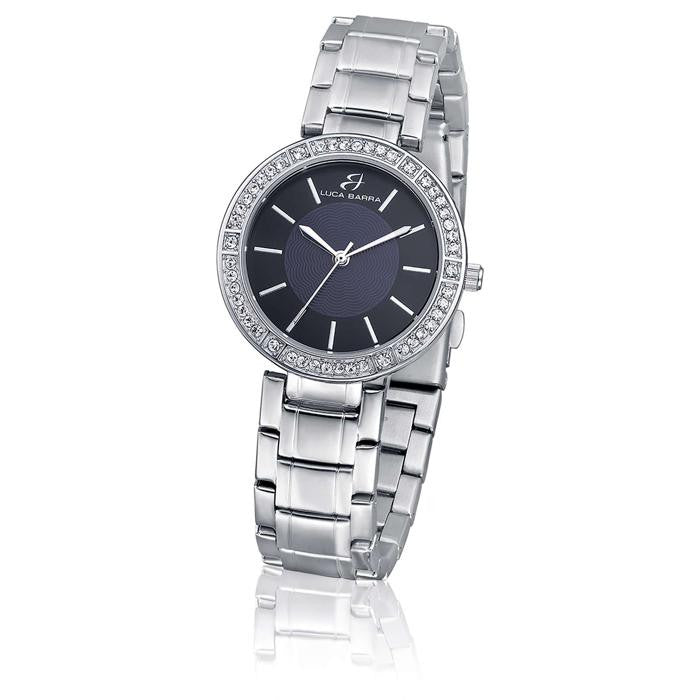 Montre en acier avec cadran noir