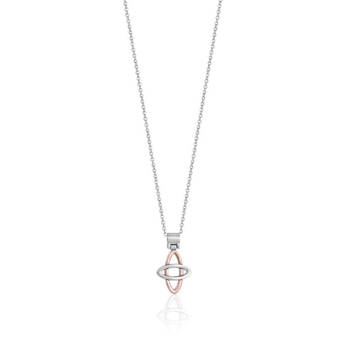 Collier en acier avec pendentif détail rose