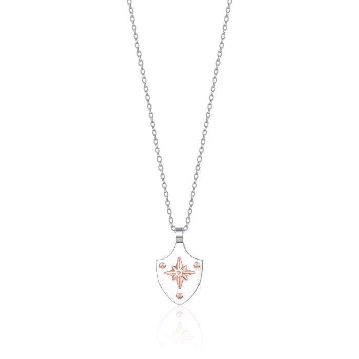 Collana In Acciaio Con Rosa Dei Venti In Acciaio Ip Rose