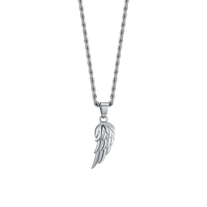 Steel necklace with wing