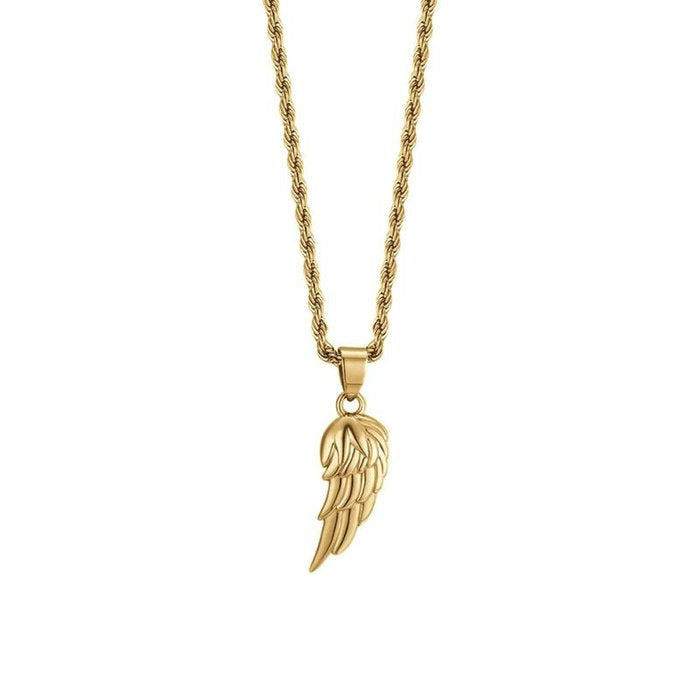 IP gold steel necklace with wing