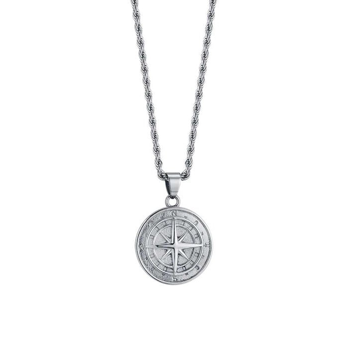 Collier en acier avec boussole