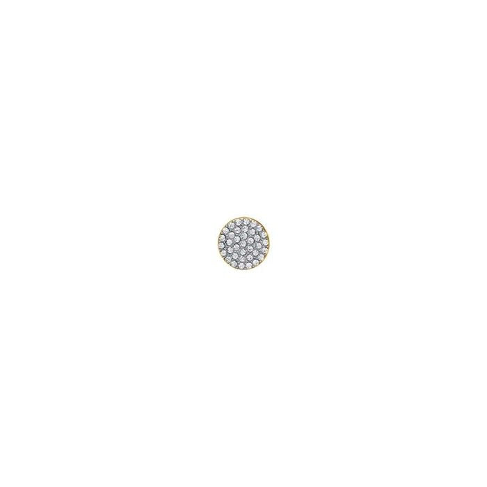 Drop in steel ip gold circle with white crystals