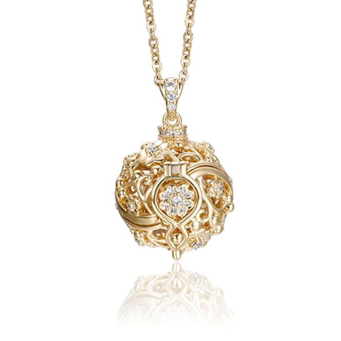 Collana Chiama Angeli In Acciaio Dorato Con Cristalli