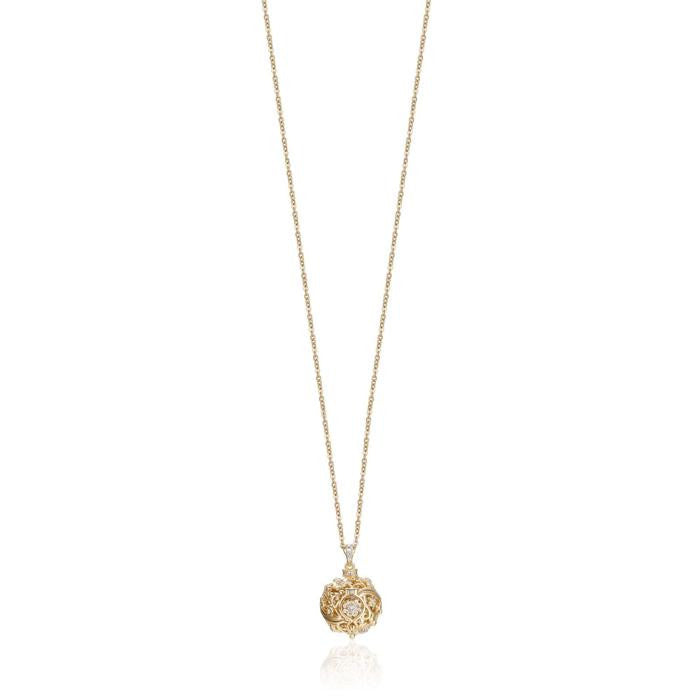 Collana Chiama Angeli In Acciaio Dorato Con Cristalli