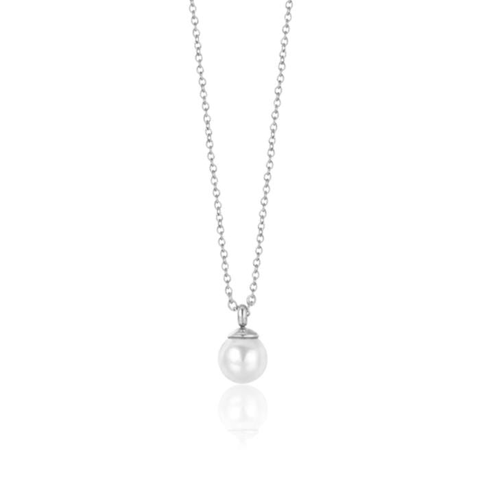 Collana In Acciaio Con Perla Da 6mm