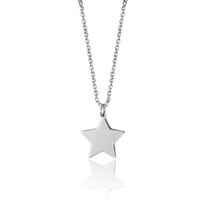 Collana In Acciaio Con Stelle E Perle Bianche