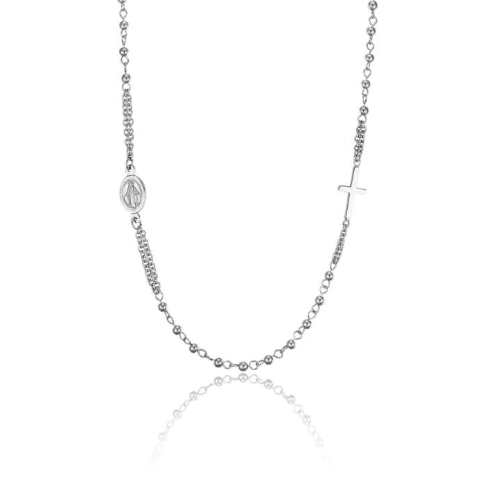 Collier chapelet en acier avec boules en acier
