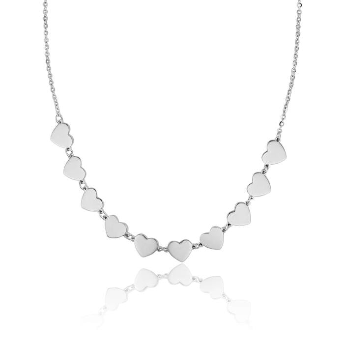 Collier en acier avec cœurs
